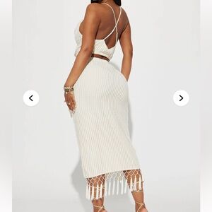 Fashion Nova Cream Fringe Skirt Set